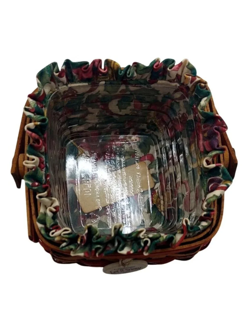 Longaberger Basket Set of 2 Let It Snow Tree Trimming Holly Liner Protector 2000